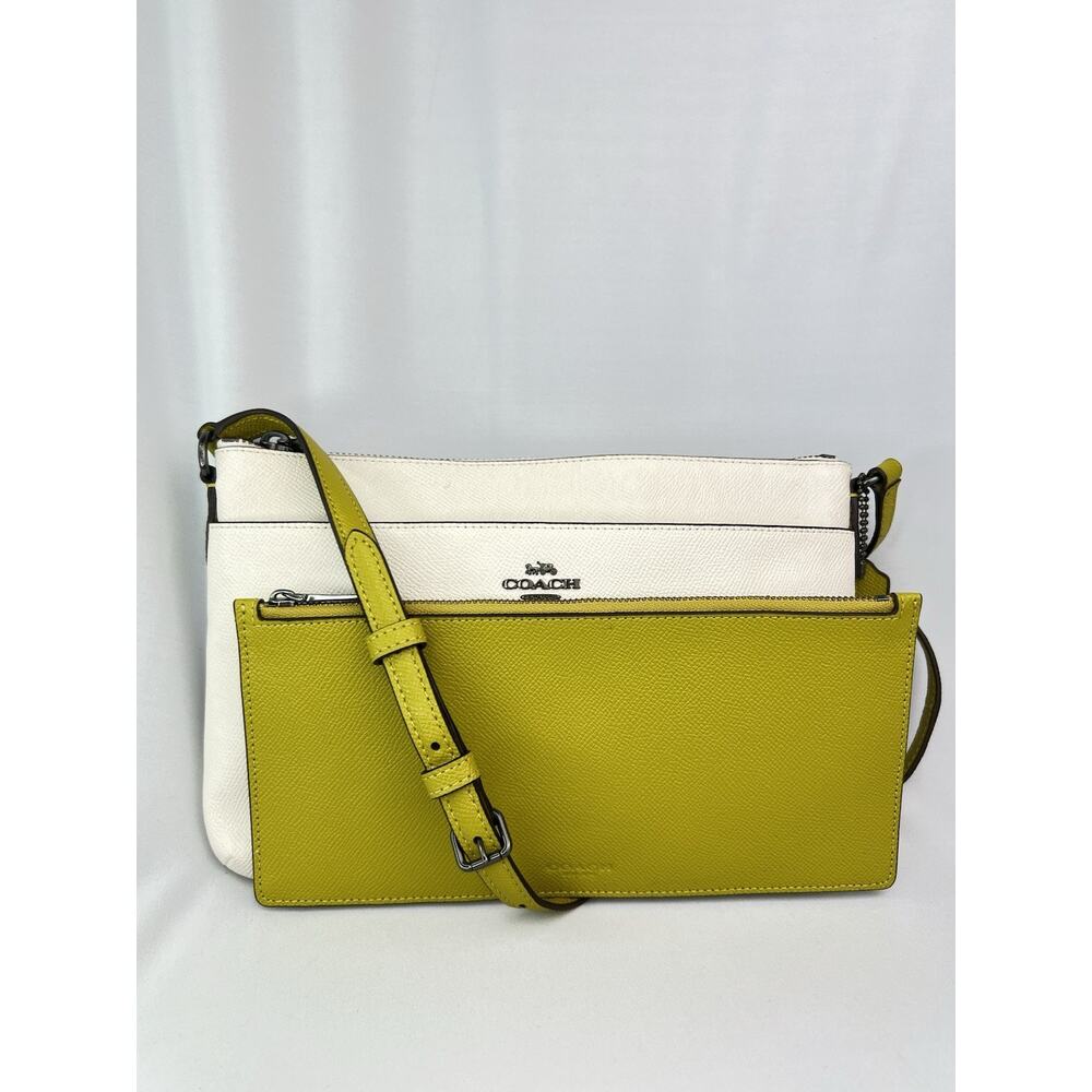 COACH F28382 East West Pop Crossbody Bag Chalk White Lime Olive Green Pouch - Picture 11 of 16